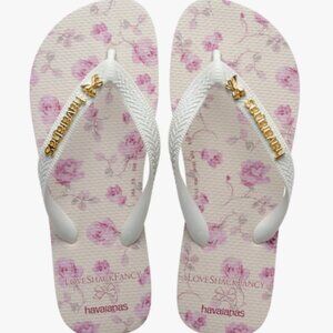 Women's LoveShackFancy Ribbon Rosa Top Flip Flops 7/8
